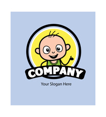 Cartoon Bald Boy as Company Logo