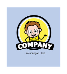 Cartoon Young Boy as Company Logo