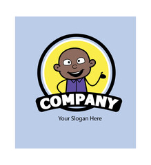 Cartoon Cartoon Bald Black as Company Logo