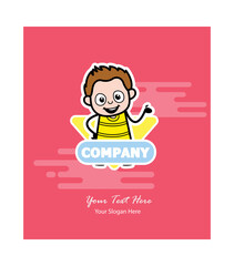 Cartoon Young Boy in Company Brochure