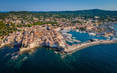 View over Saint Tropez in France located at the Mediterranian Sea at the Cote D Azur - travel...