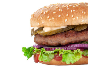 Tasty american grill burger isolated on the white