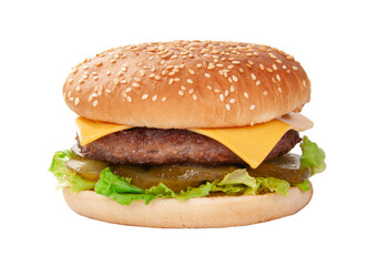 Tasty american grill burger isolated on the white