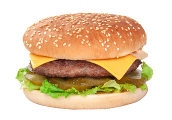 Tasty american grill burger isolated on the white