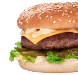 Tasty american grill burger isolated on the white