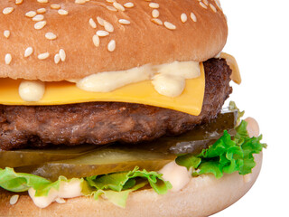 Tasty american grill burger isolated on the white