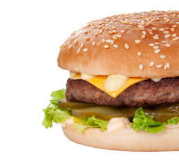Tasty american grill burger isolated on the white