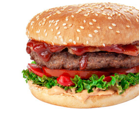 Tasty american grill burger isolated on the white