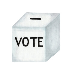 Election voting box. Watercolor drawing isolated on white background