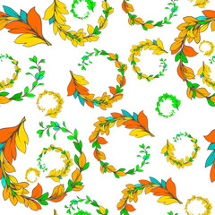 eamless floral background. Background with branches, on a white background