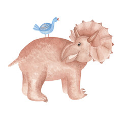 Cute dinosaur isolated on white background. Ideal for baby textiles, interior decoration, printing and more.