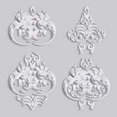 Vector modern volumetric floral elements