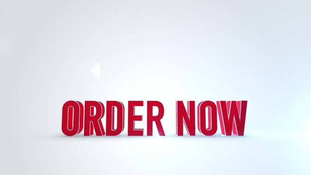 ORDER NOW, animated text motion design modern type animation red on white background advertisement