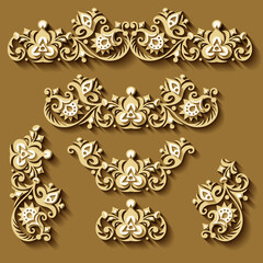 Vector modern volumetric floral elements