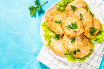 Chicken cutlet in the plate.