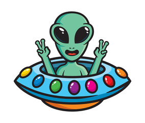 Alien peace hand Vector Illustration
