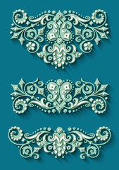 Vector modern volumetric floral elements