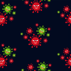  Vector cartoon virus seamless pattern background for design