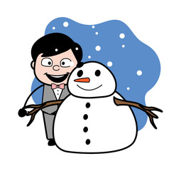 Cartoon Groom with snowman