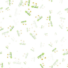 Lightly colored seamless pattern with loose watercolor dandelions