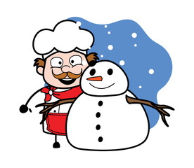 Cartoon Businessman with snowman