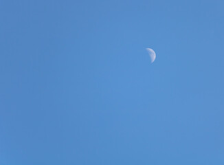 Fototapeta na wymiar The moon in the blue sky during the day