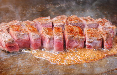 Wagyu Japanese beef teppanyaki.