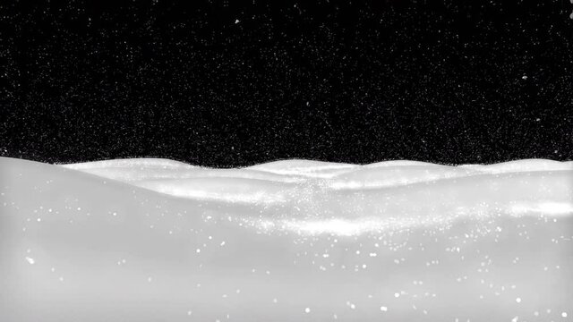 Lens Distortion Snow, falling snow isolated on black background in 4K to be used for composing, motion graphics