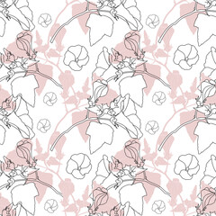 Summer flowers pattern.Image on white and colored background.