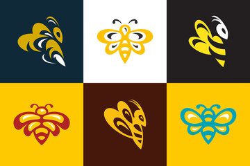 Set of Bee logo. Icon design. Template elements