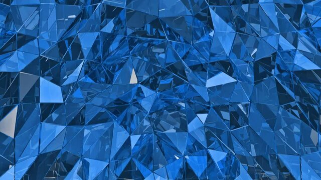 Abstract glass background. 3D render, polygonal surface. Blue glass.loop, loop background
