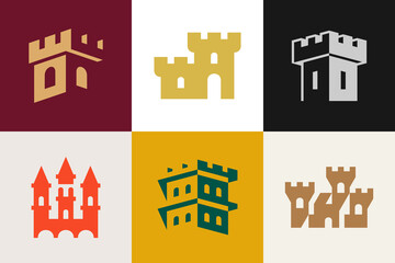Set of Castle Logo. Icon design. Template elements