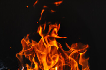 burning firewood in a barbecue or barbecue.