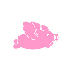 Flying pig isolated. piglet with wings vector illustration