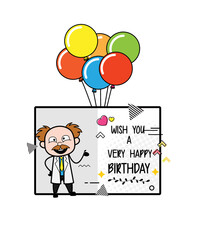 Cartoon Scientist Happy Birthday Wishes