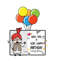 Cartoon Haryanvi Old Man Happy Birthday Wishes