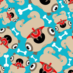 Pug pattern seamless. Dog texture. pet background. Baby fabric ornament