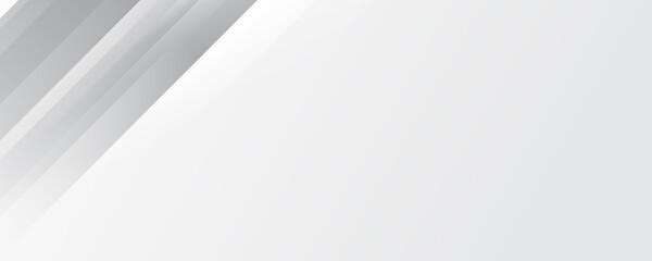 Grey and white smooth stripes technology banner design. Abstract geometric vector background