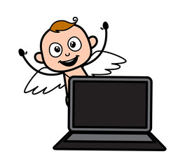 Cartoon Angel with Laptop