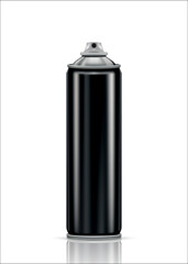 Black steel spray can on a white background. Vector illustration