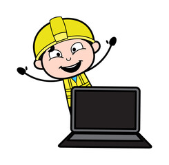 Cartoon Engineer with Laptop