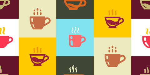 Fototapeta na wymiar Seamless pattern with Coffee cup. Icon design. Template elements