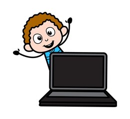 Cartoon Kid with Laptop