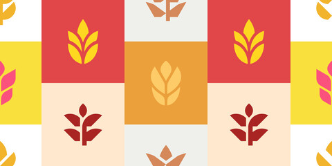 Fototapeta na wymiar Seamless pattern with Wheat. Icon design. Template elements
