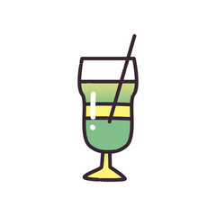 Cocktail glass with straw fill and gradient style icon vector design