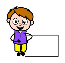 Cartoon Boy with Empty Banner