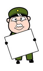 Cartoon Military Man holding a banner