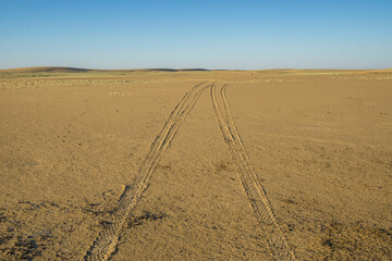 Landscape of Chad with car traces