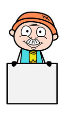 Cartoon Grandpa Showing Blank Board