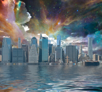 Fantasy New York City. 3D rendering © rolffimages
